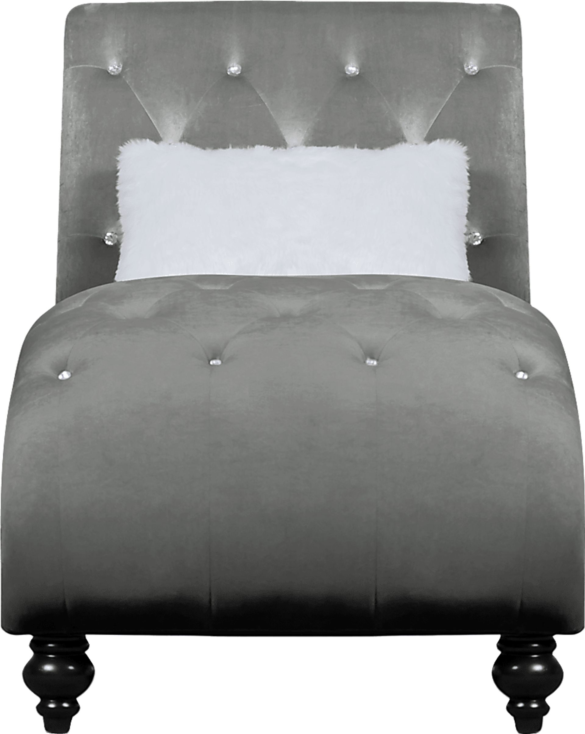 Lounge Chaise Gray with Fur Pillow - Image 3