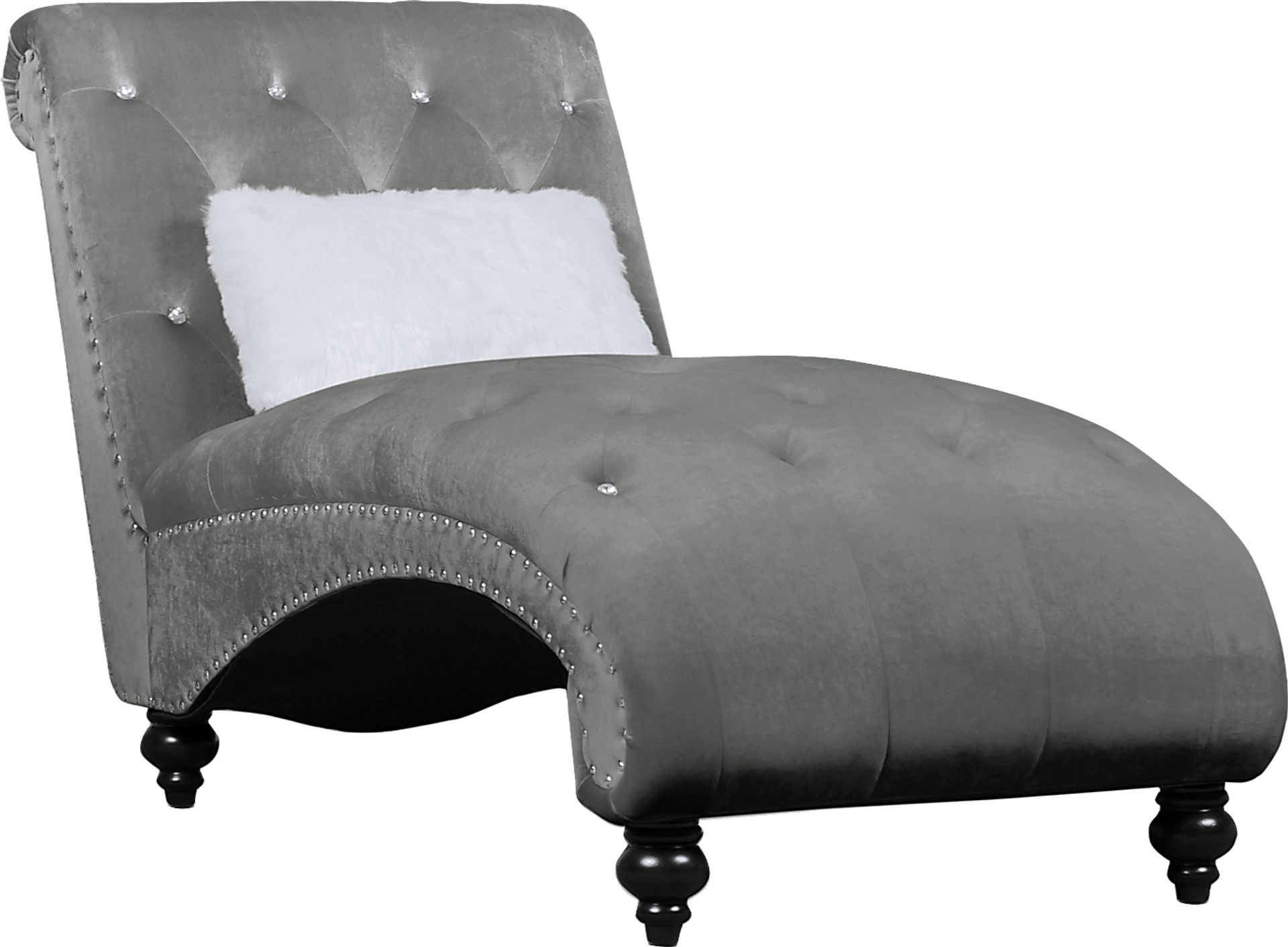 Lounge Chaise Gray with Fur Pillow - Image 4