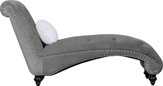 Lounge Chaise Gray with Fur Pillow - Thumbnail - Image 5