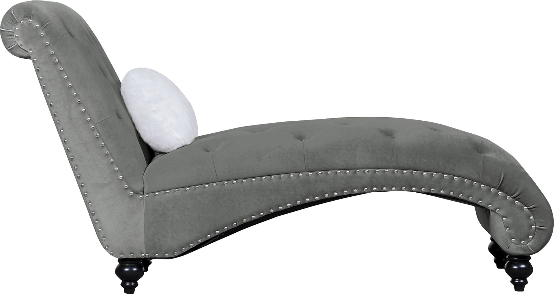Lounge Chaise Gray with Fur Pillow - Image 5