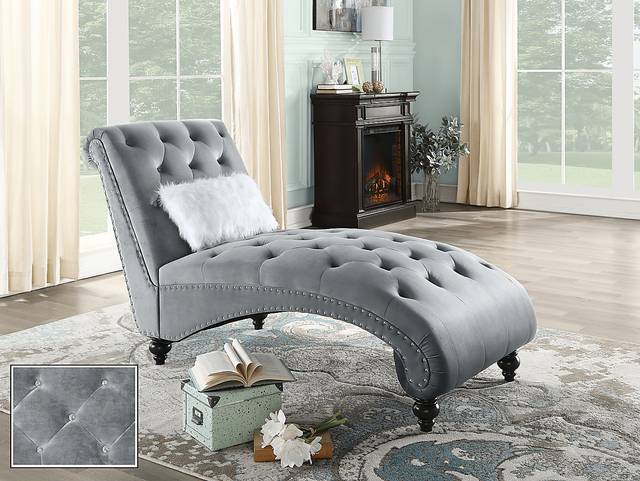 Lounge Chaise Gray with Fur Pillow - Thumbnail - Image 8