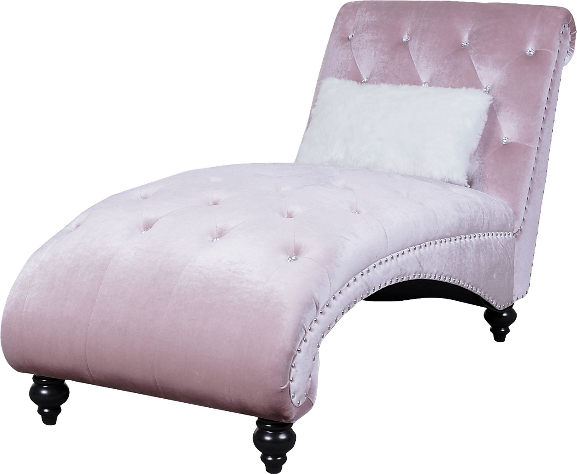 Lounge Chaise Pink with Fur Pillow - Image 2