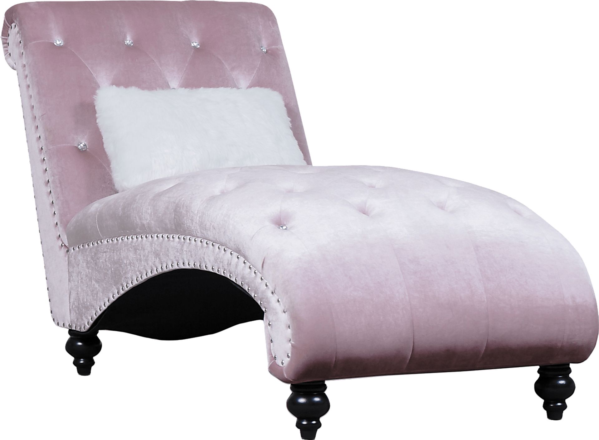Lounge Chaise Pink with Fur Pillow - Image 4