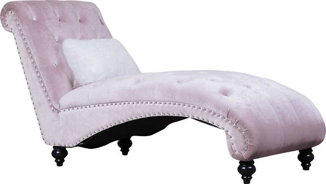 Lounge Chaise Pink with Fur Pillow - Thumbnail - Image 1