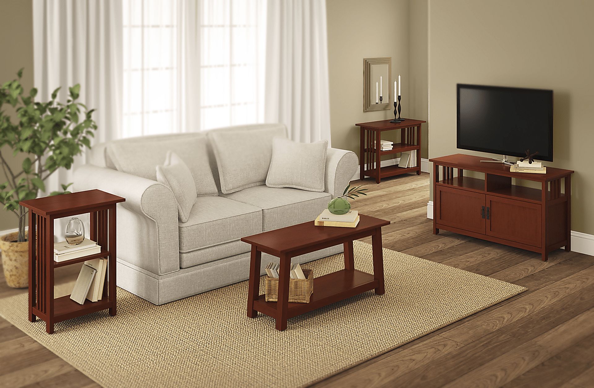Lounsbury I Cherry Under-Window Bookcase - Image 3