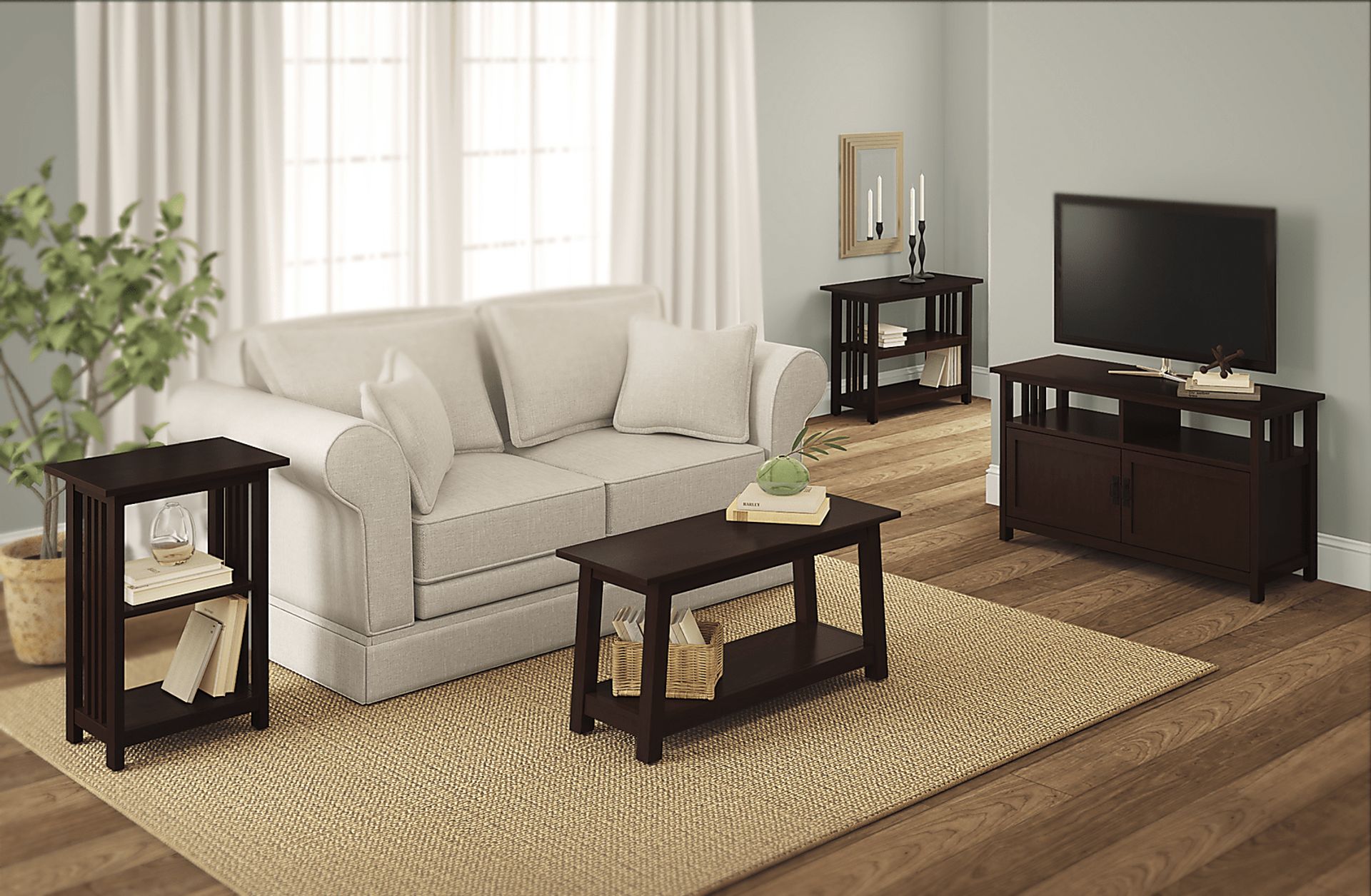Lounsbury I Espresso Under-Window Bookcase - Image 3