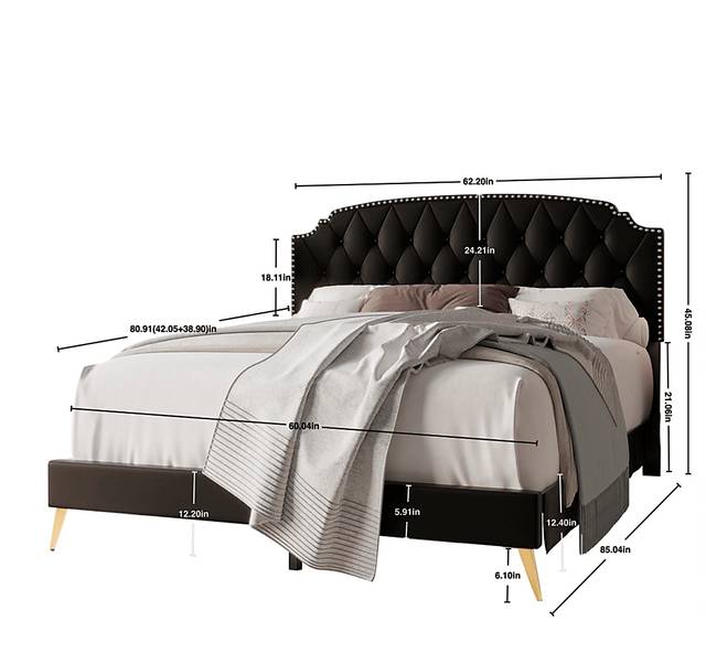 Louviers Black Queen Bed - Thumbnail - Image 5