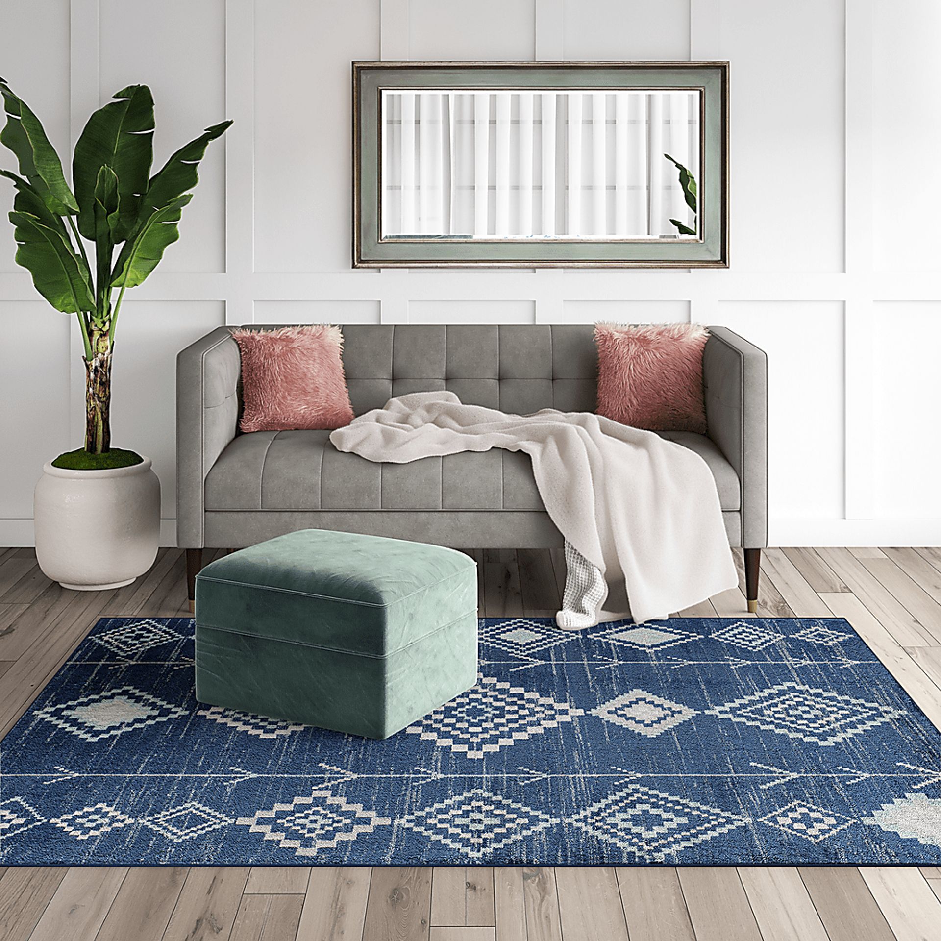 CosmoLiving By Cosmopolitan Lowyn Blue 5' x 7' Rug - Image 6