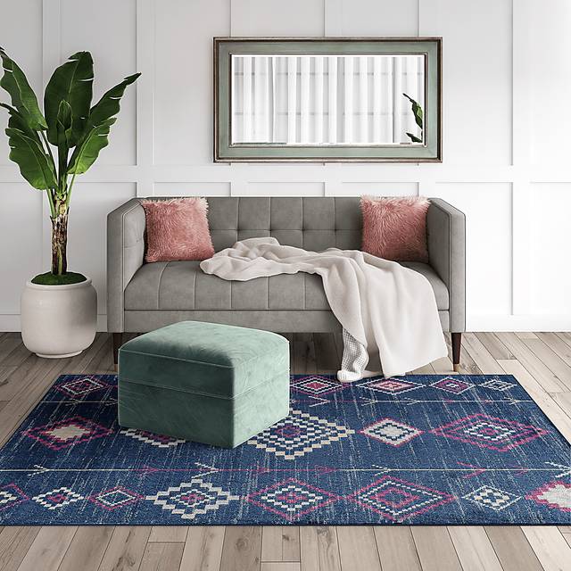 CosmoLiving By Cosmopolitan Lowyn Navy 5' x 7' Rug - Thumbnail - Image 5