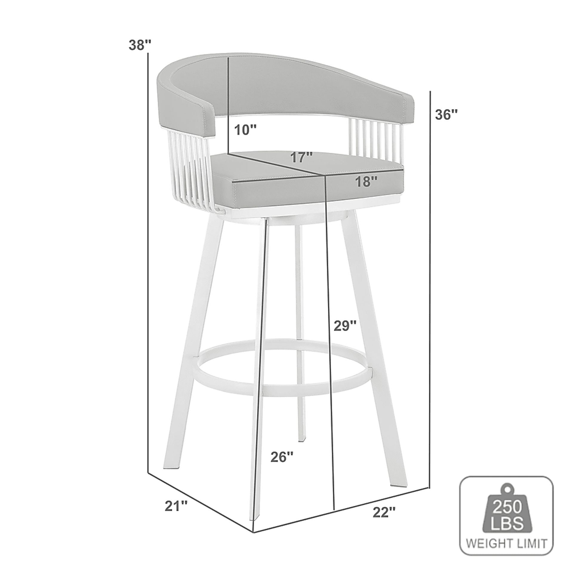 Lubna Gray Swivel Barstool - Image 11