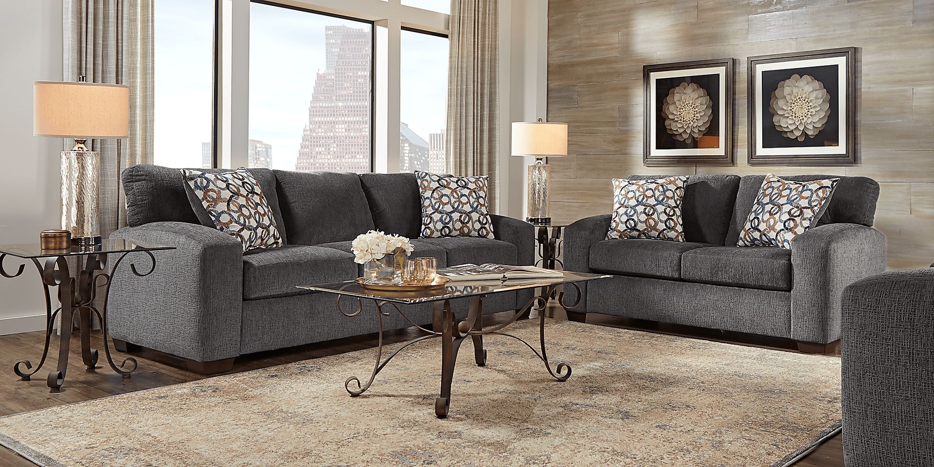 Lucan Gray 6 Pc Living Room Plus HDTV - Image 1
