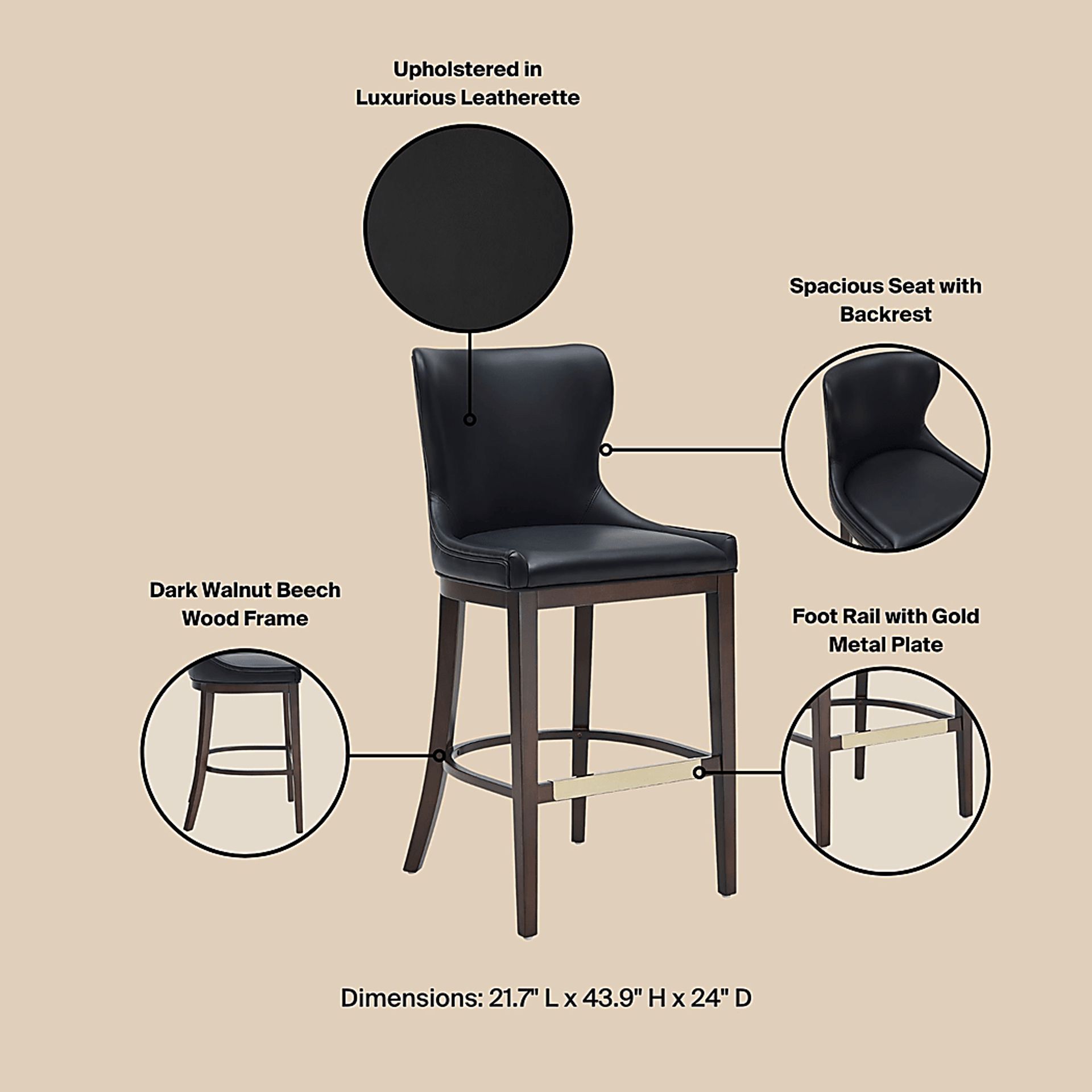 Lucentwater Black Barstool - Image 4