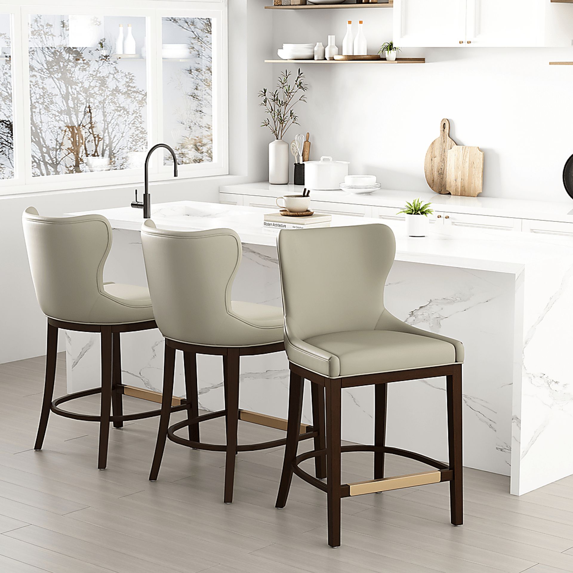 Lucentwater Stone Gray Counter Height Stool - Image 2