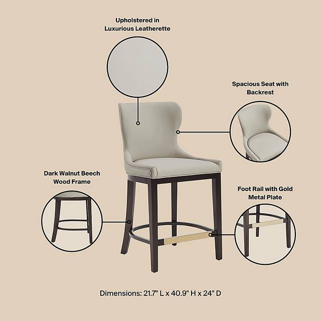 Lucentwater Stone Gray Counter Height Stool - Thumbnail - Image 6