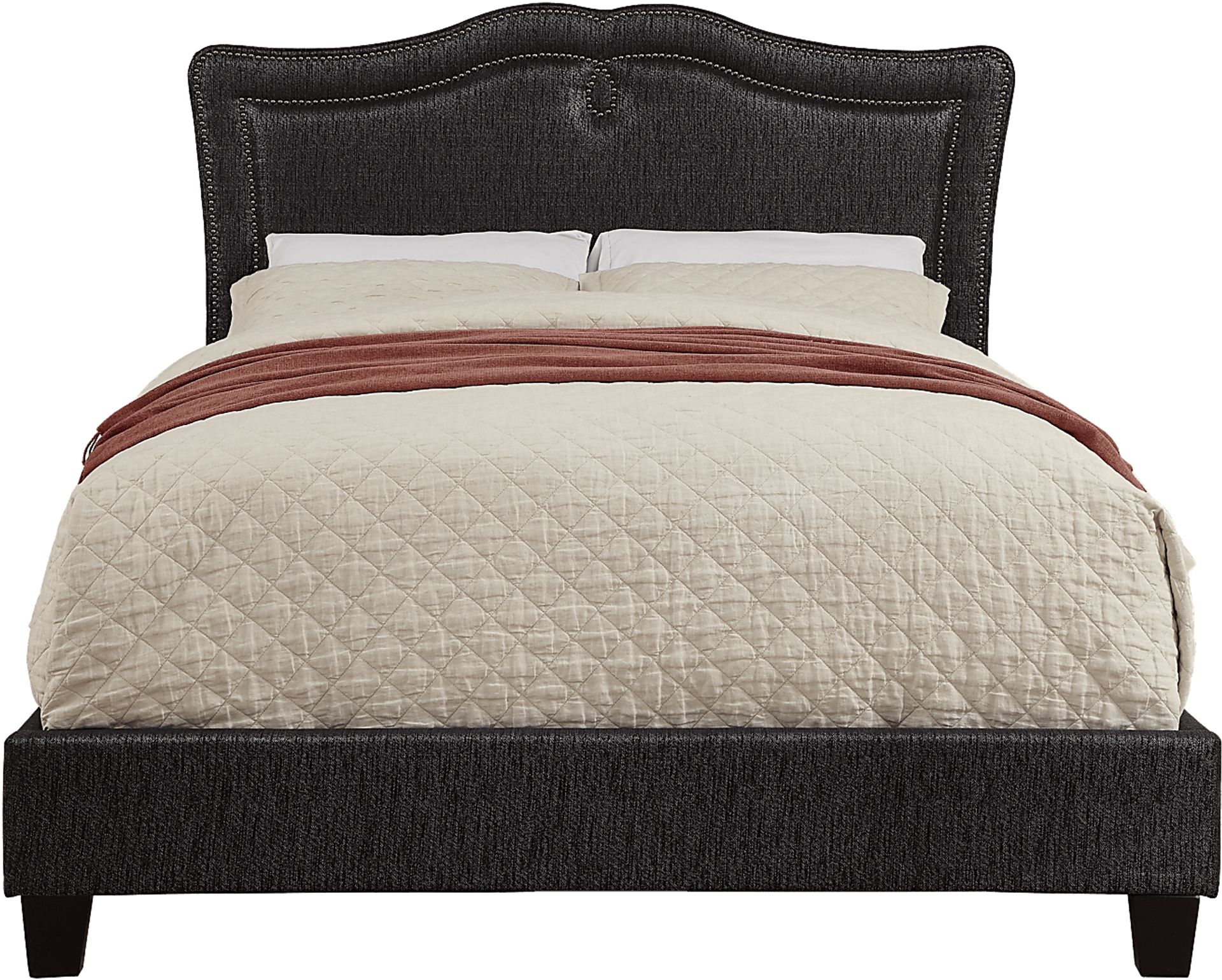 Luciana Place Black Queen Upholstered Bed - Image 1
