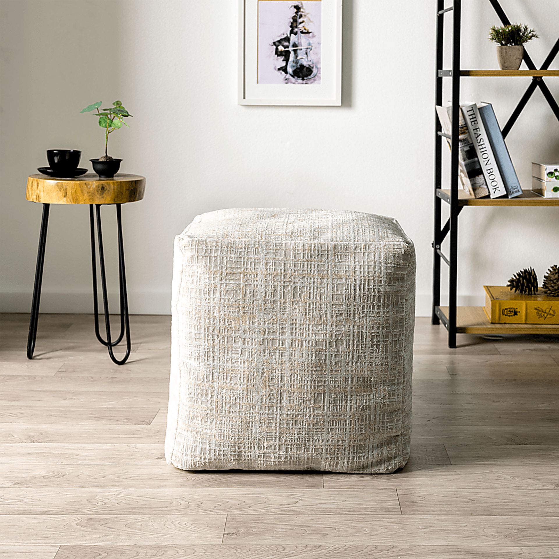 Lucilan Beige Pouf - Image 2