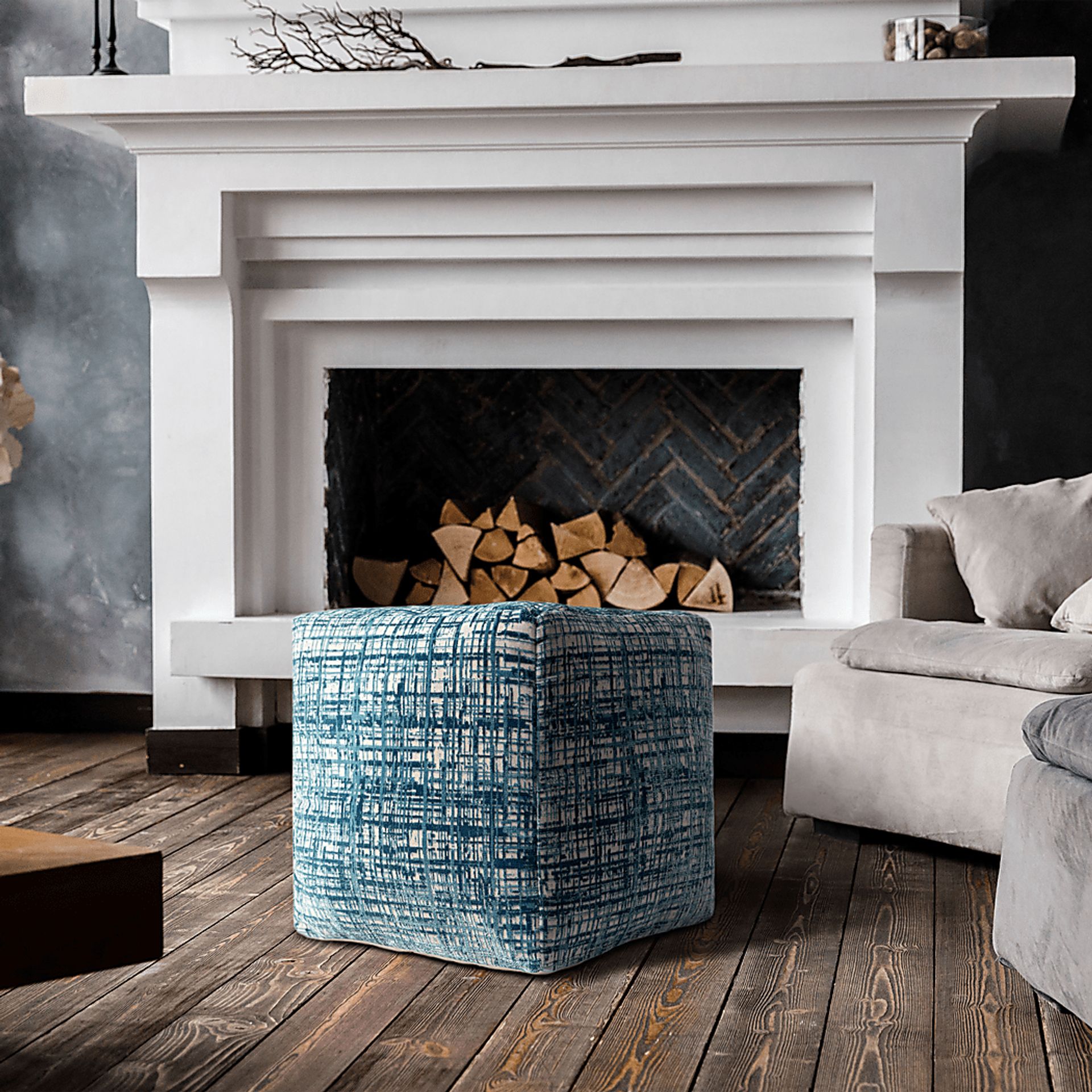 Lucilan Blue Pouf - Image 3