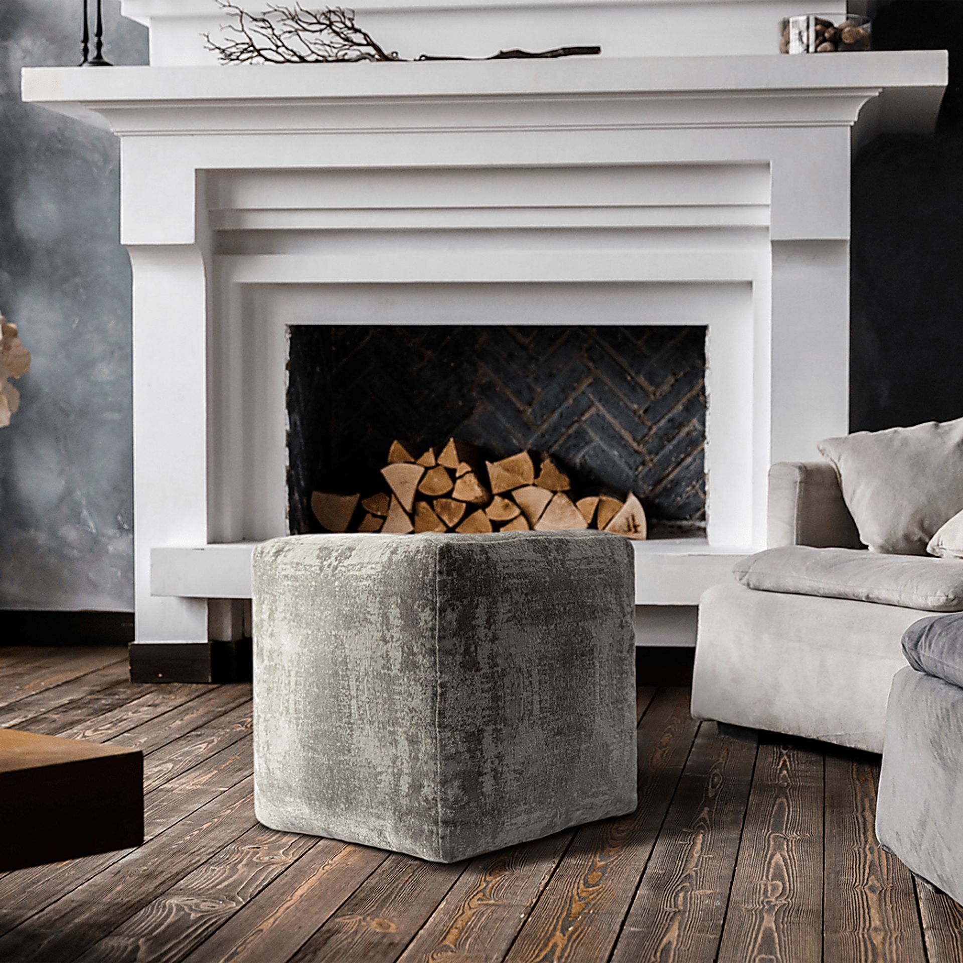 Natalina Light Gray Pouf - Image 2
