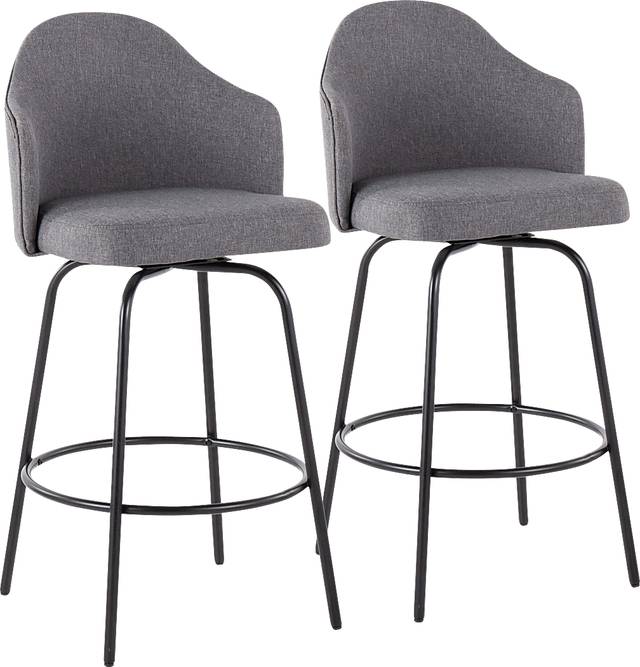Lucile Lane Black Swivel Counter Height Stool, Set of 2 - Thumbnail - Image 1