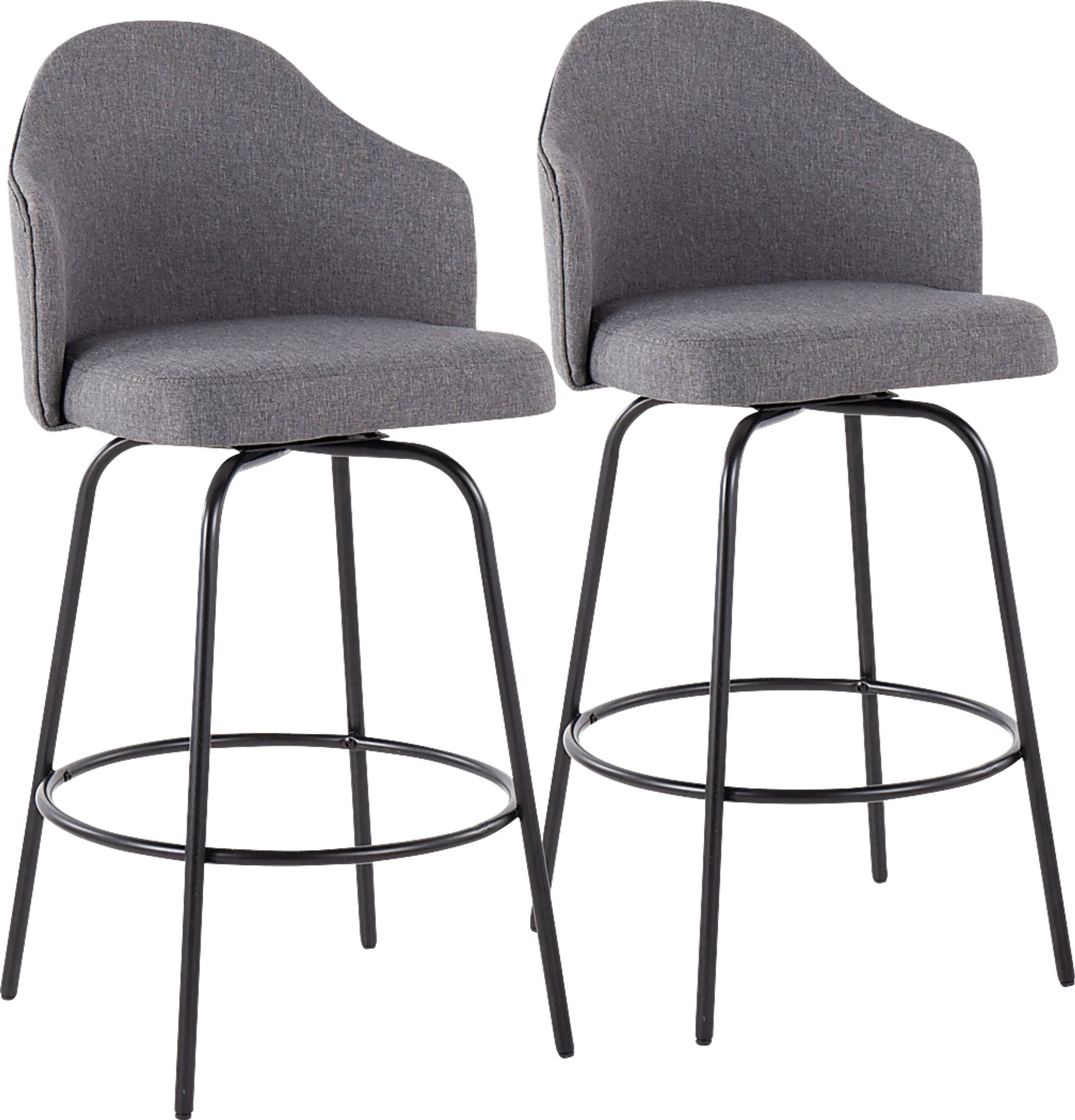 Lucile Lane Black Swivel Counter Height Stool, Set of 2 - Image 1