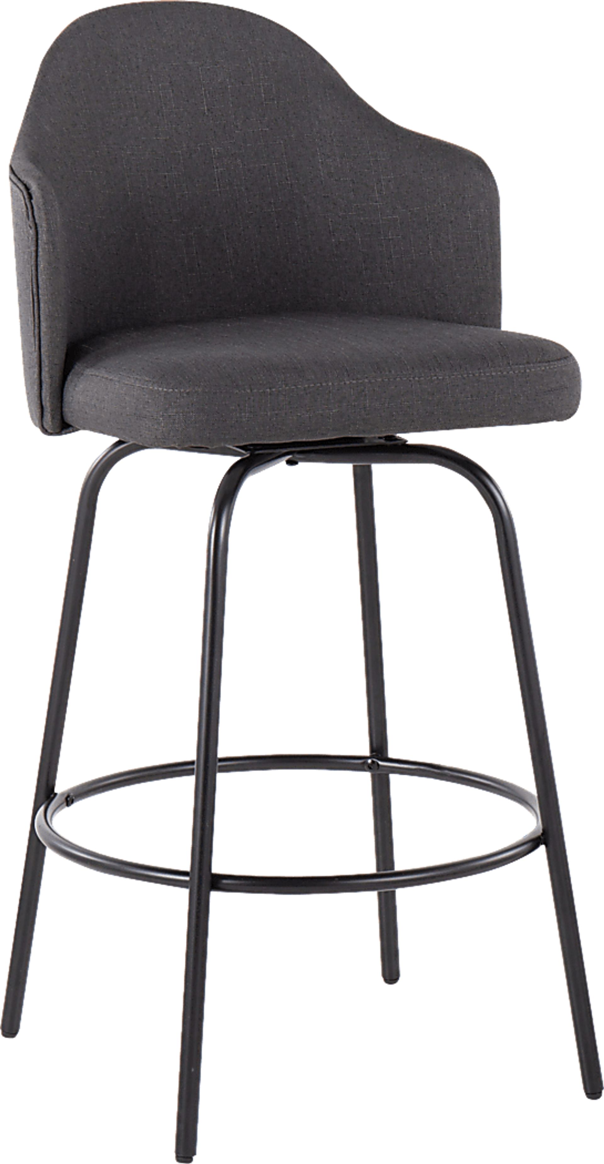 Lucile Lane Charcoal Swivel Counter Height Stool, Set of 2 - Image 2