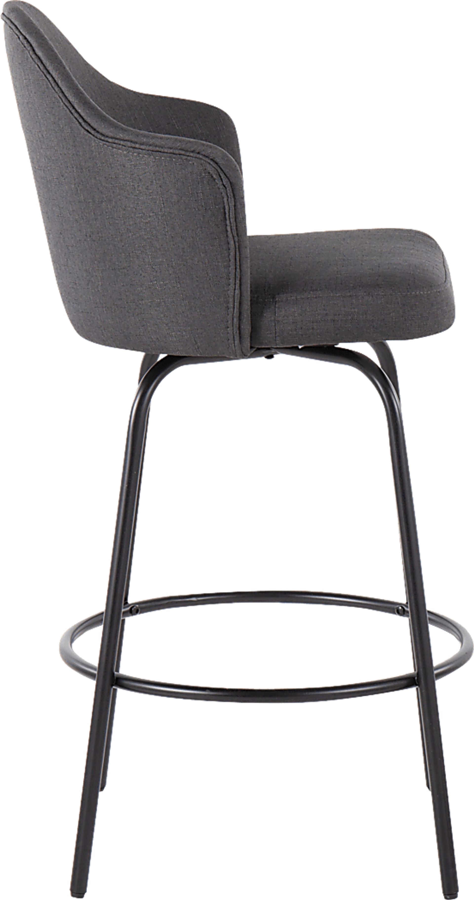 Lucile Lane Charcoal Swivel Counter Height Stool, Set of 2 - Image 3