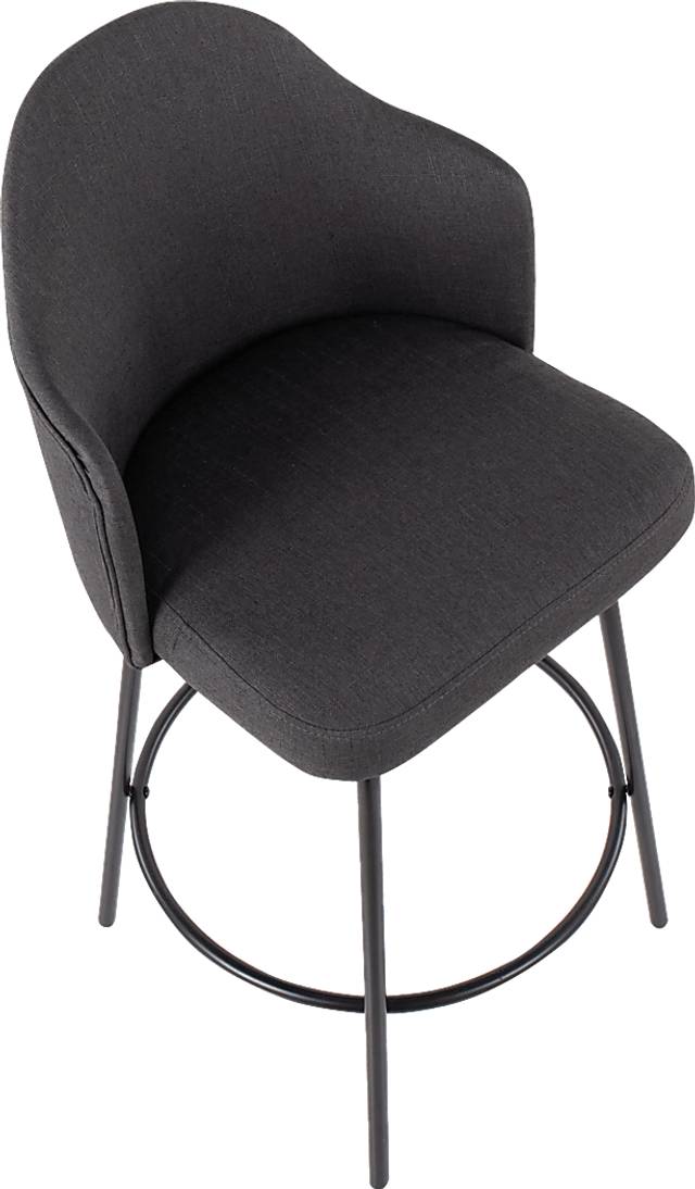 Lucile Lane Charcoal Swivel Counter Height Stool, Set of 2 - Thumbnail - Image 7
