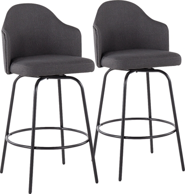 Lucile Lane Charcoal Swivel Counter Height Stool, Set of 2