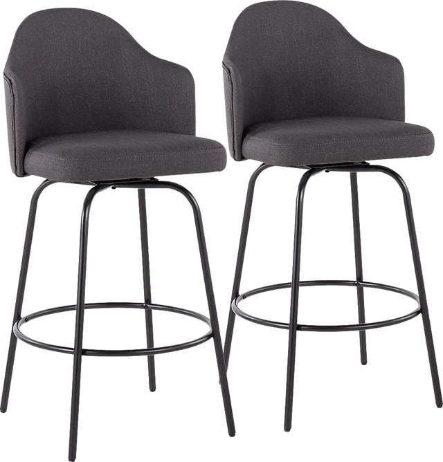 Lucile Lane Charcoal Swivel Counter Height Stool, Set of 2 - Thumbnail - Image 1