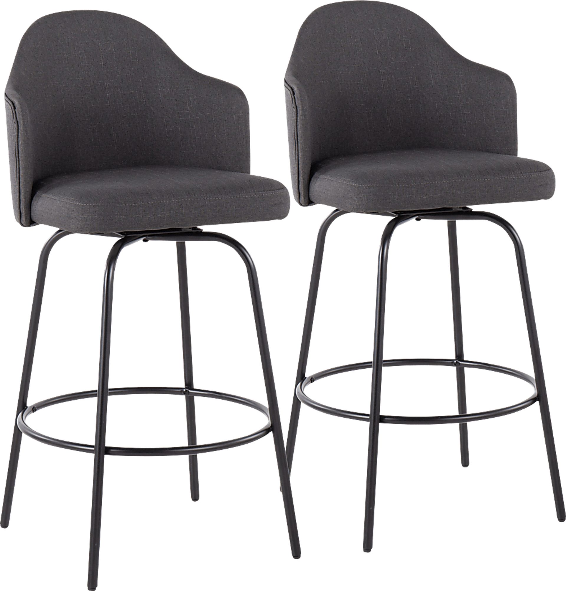 Lucile Lane Charcoal Swivel Counter Height Stool, Set of 2 - Image 1