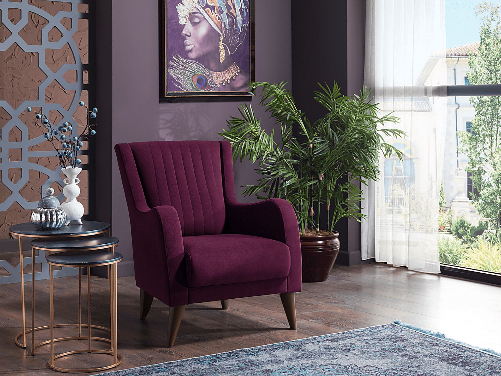 Ludmila Merlot Accent Chair - Image 3