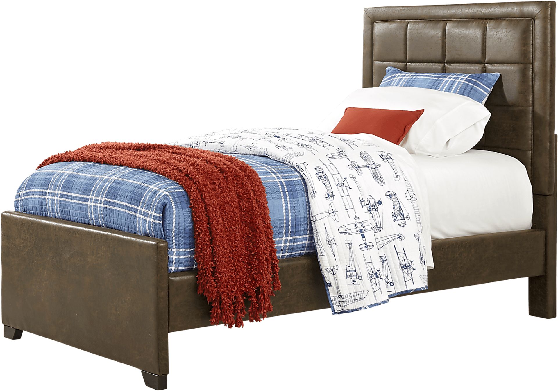 Kids Lugo Brown 3 Pc Twin Upholstered Bed - Image 1
