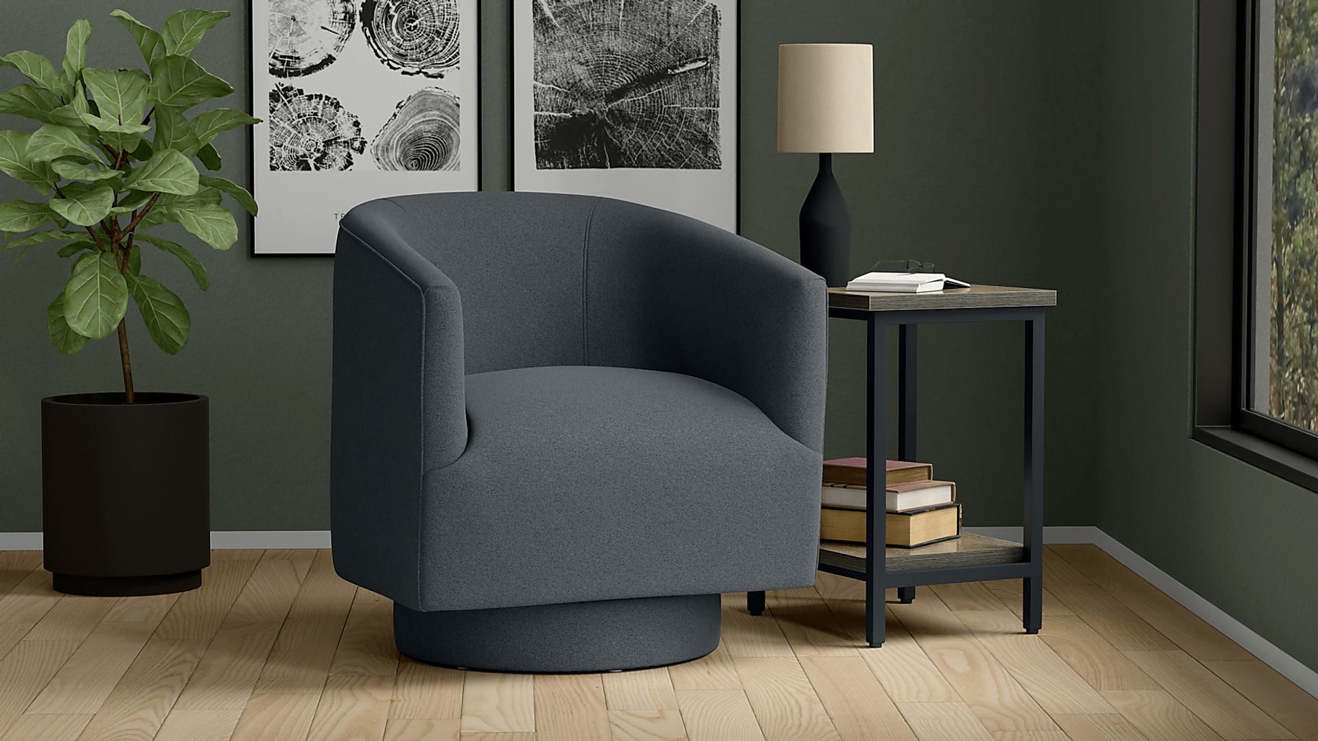 Lukirks Blue Swivel Accent Chair - Image 2