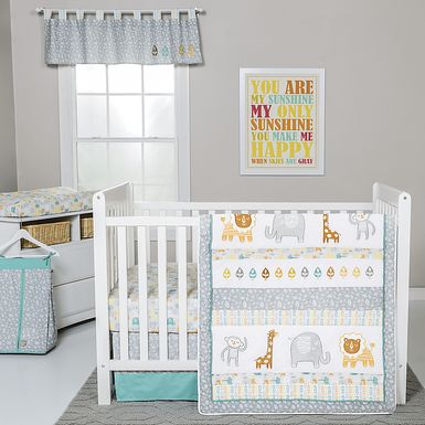 Lullaby Jungle Teal 6 Pc Baby Bedding Set