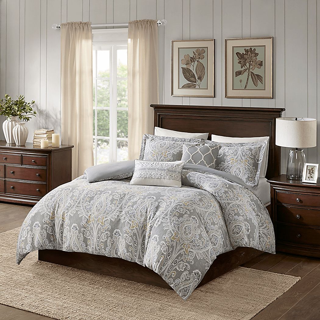 Lulon Gray 5 Pc Full/Queen Duvet Set - Rooms To Go