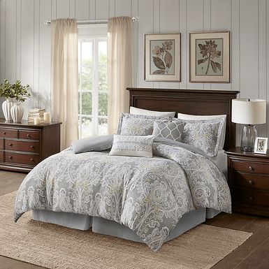 Lulon Gray 6 Pc Full Comforter Set