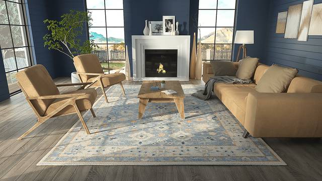 Luma Blue 6'6 x 9' Rug - Thumbnail - Image 8