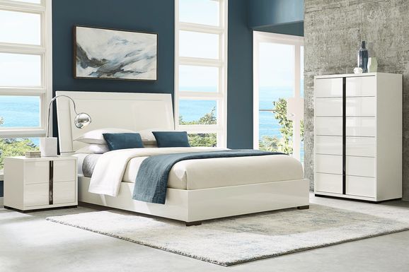 Elko Falls 5 Pc White Colors,White Queen Bedroom Set With Dresser