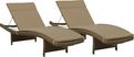 Luna Lake Brown Outdoor Chaise with Beige Cushions, Set of 2