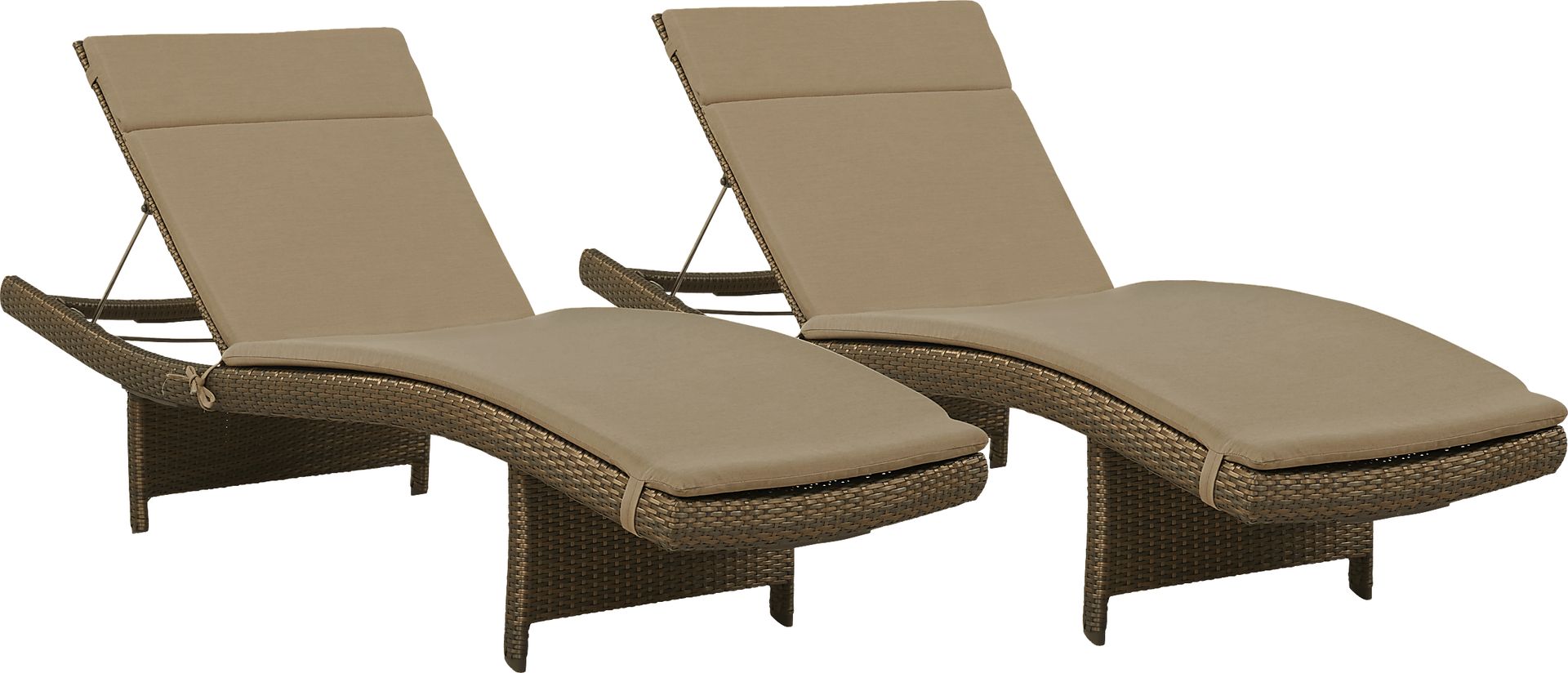 Luna Lake Brown Outdoor Chaise with Beige Cushions, Set of 2 - Image 1