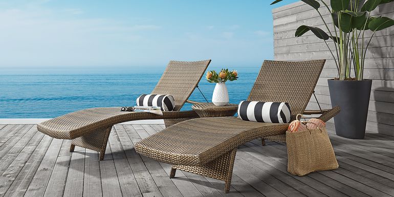Luna Lake Brown Outdoor Chaises, Set of 2