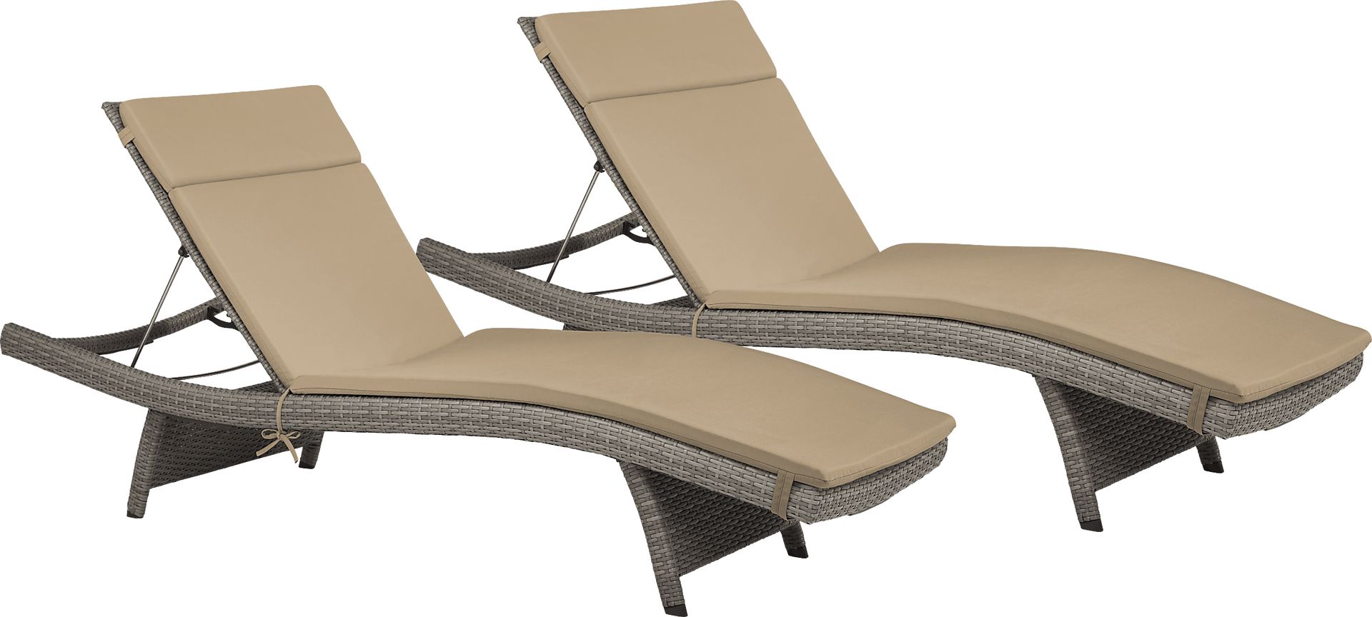 Luna Lake Gray Outdoor Chaise with Beige Cushions, Set of 2 - Image 1