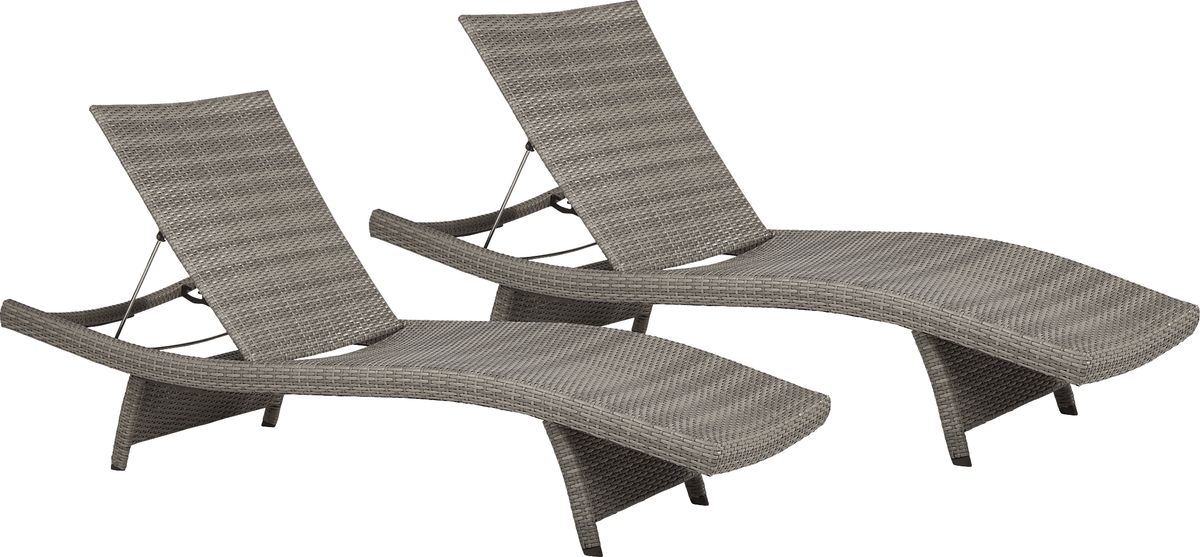 Luna Lake 2 Pc Gray Wicker Outdoor Set Of Chaises Rooms to Go