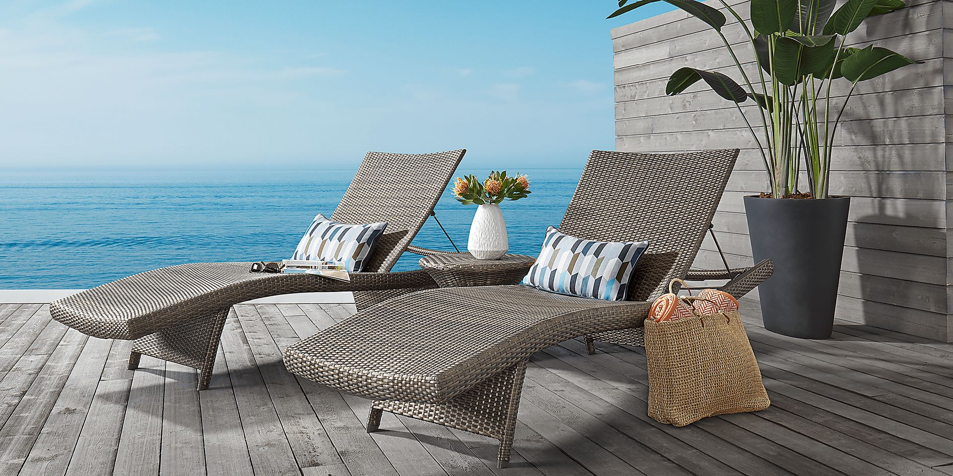 Luna Lake Gray Outdoor Chaises, Set of 2 - Image 2