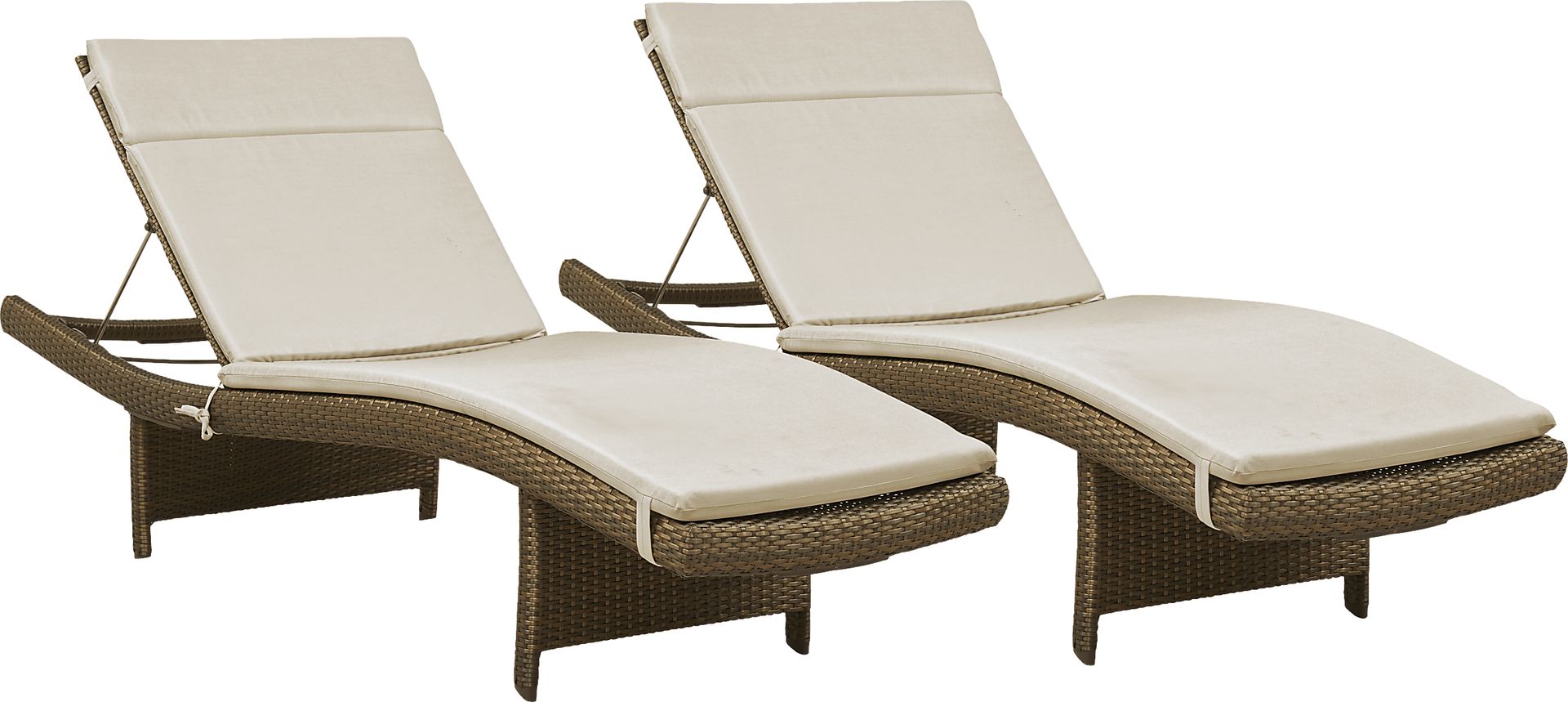 Luna Lake Brown Outdoor Chaise with Natural Cushions, Set of 2 - Image 1