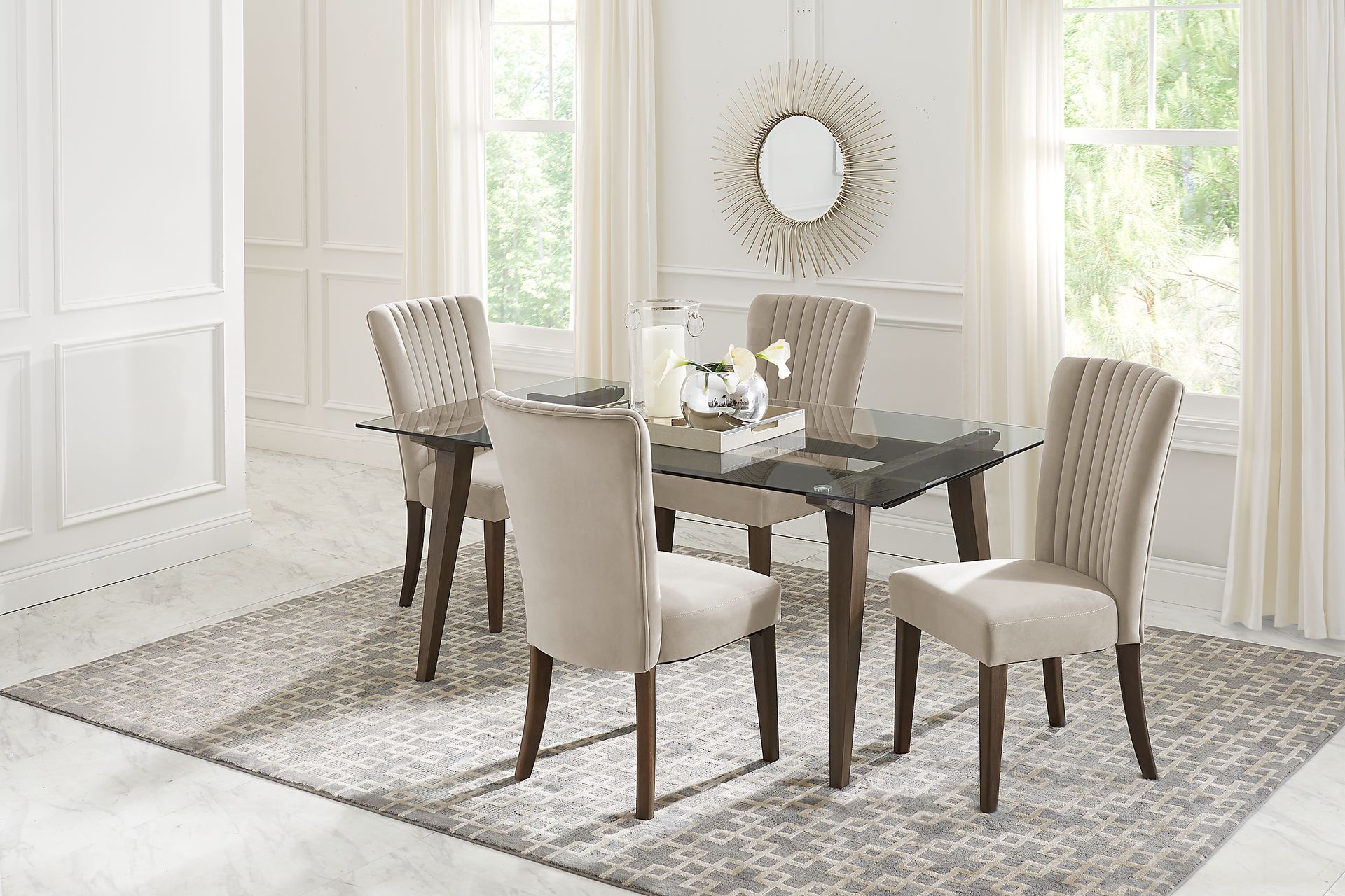 Lunetta Brown 5 Pc Dining Room with Loden Chairs - Image 1