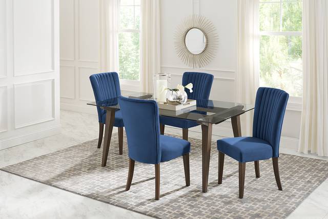 Lunetta Brown 5 Pc Dining Room with Sapphire Chairs - Thumbnail - Image 1