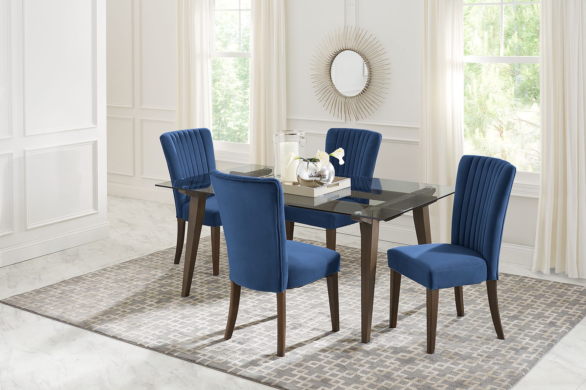 Lunetta Brown 5 Pc Dining Room with Sapphire Chairs - Image 1
