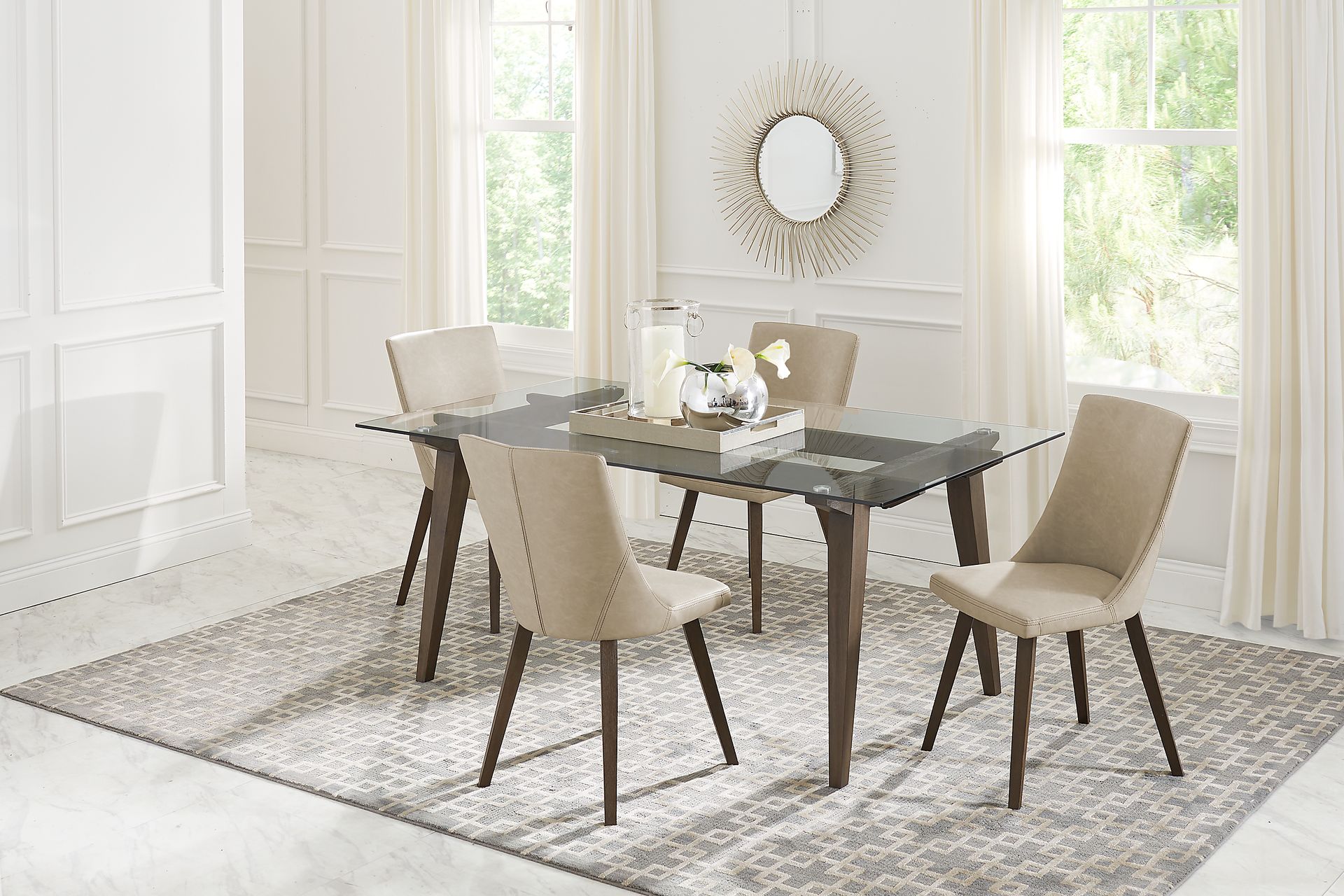 Lunetta Brown 5 Pc Dining Room with Taupe Chairs - Image 1