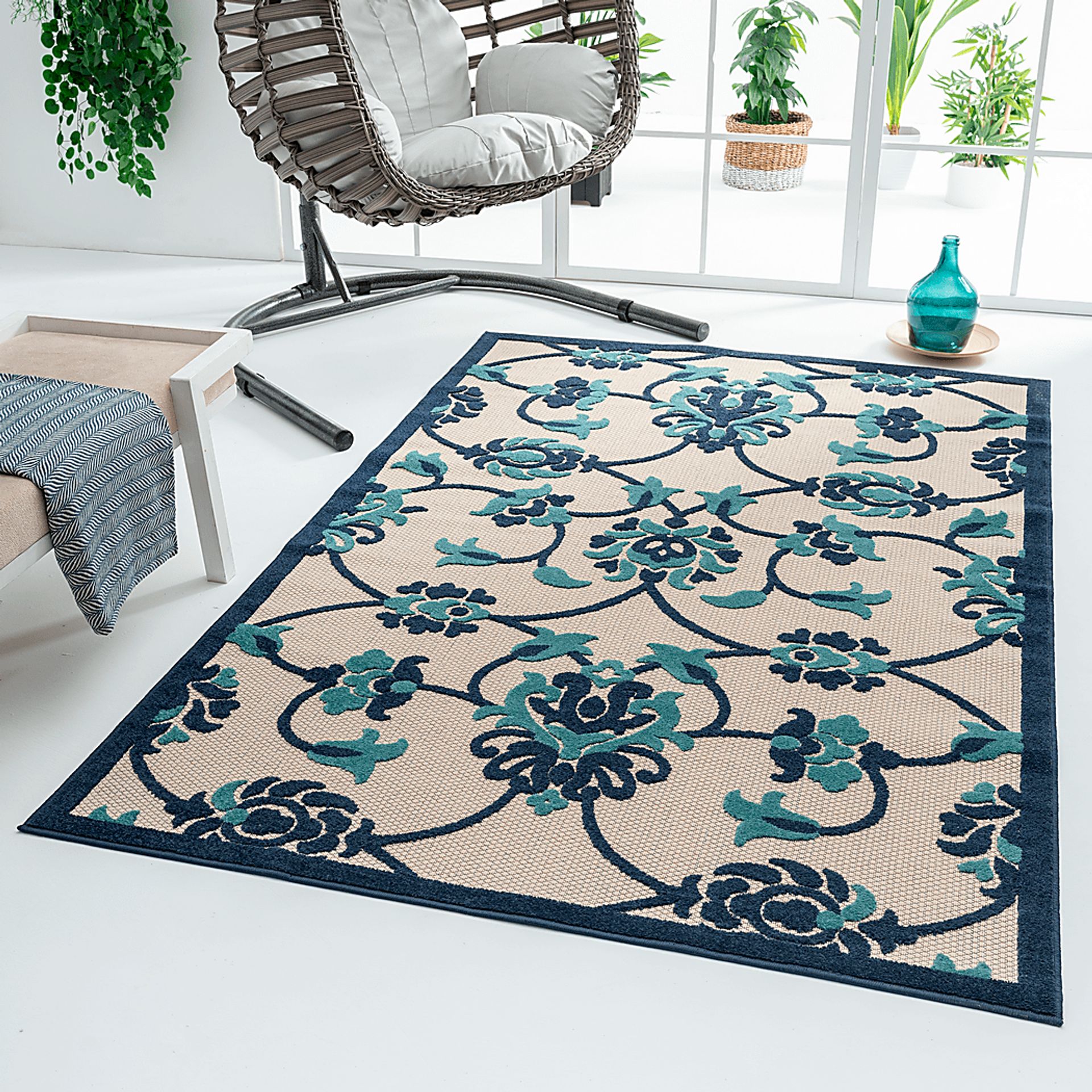 Lusetrie Navy/Multi 5' x 8' Indoor/Outdoor Rug - Image 3
